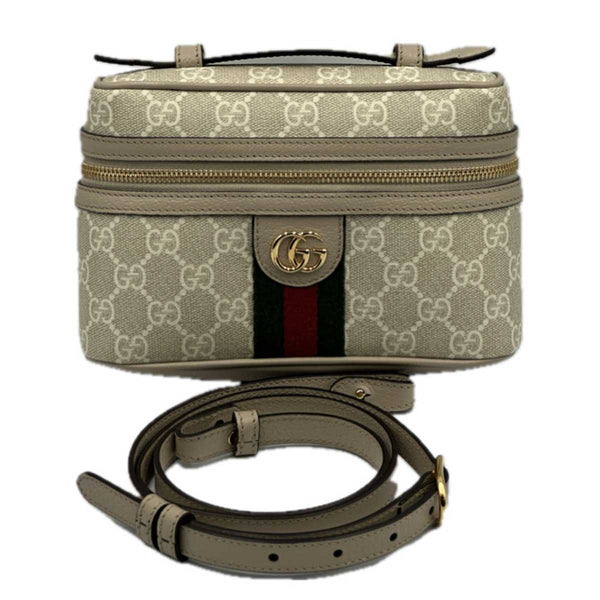Gucci Mini Ophidia Vanity Case - Beige Leather and Oatmeal Supreme Canvas