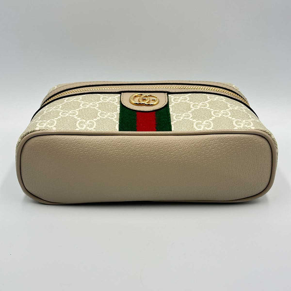 Gucci Mini Ophidia Vanity Case - Beige Leather and Oatmeal Supreme Canvas