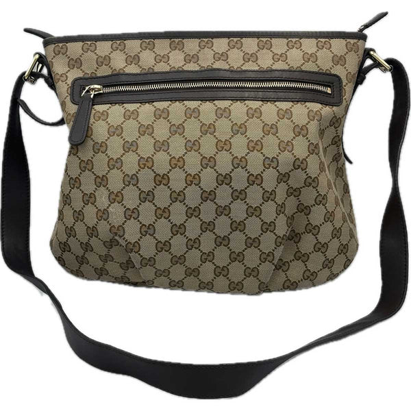 Gucci Monogram Messenger Bag Dark Brown, Zipped