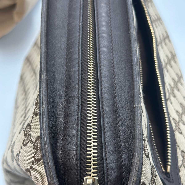 Gucci Monogram Messenger Bag Dark Brown, Zipped