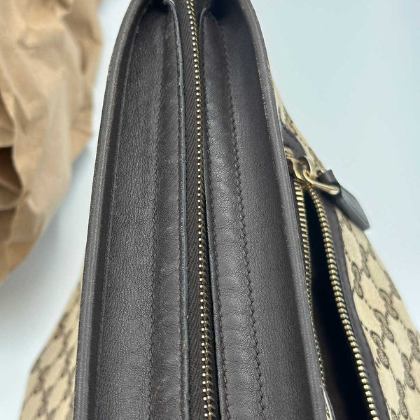 Gucci Monogram Messenger Bag Dark Brown, Zipped
