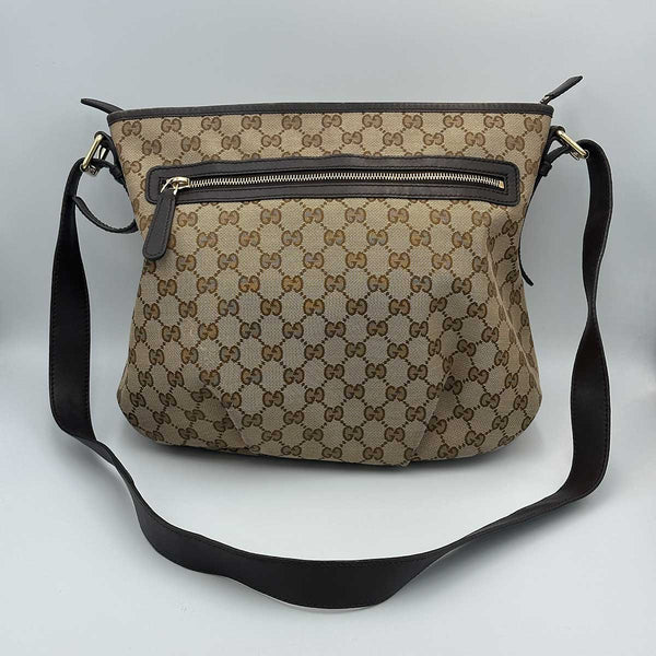 Gucci Monogram Messenger Bag Dark Brown, Zipped