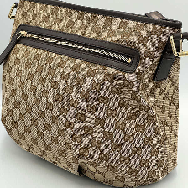 Gucci Monogram Messenger Bag Dark Brown, Zipped