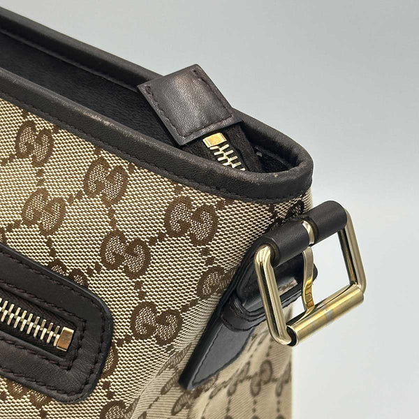 Gucci Monogram Messenger Bag Dark Brown, Zipped
