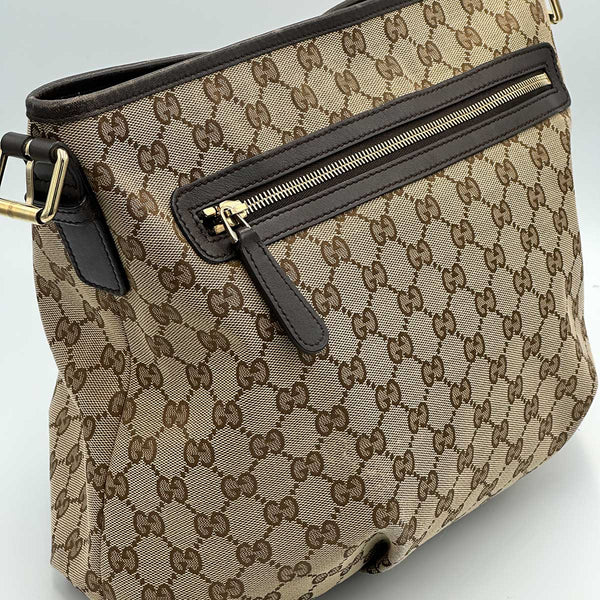 Gucci Monogram Messenger Bag Dark Brown, Zipped