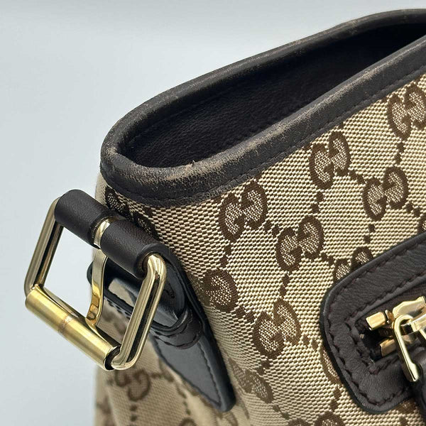 Gucci Monogram Messenger Bag Dark Brown, Zipped