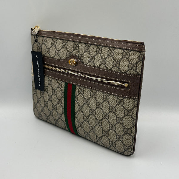 Gucci Ophidia GG Supreme Large Zip Pouch Clutch