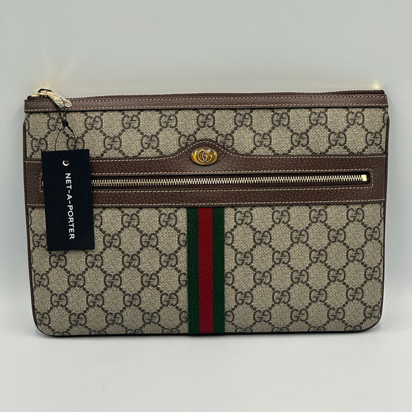 Gucci Ophidia GG Supreme Large Zip Pouch Clutch