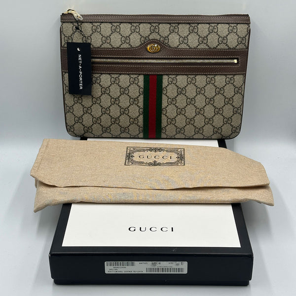 Gucci Ophidia GG Supreme Large Zip Pouch Clutch