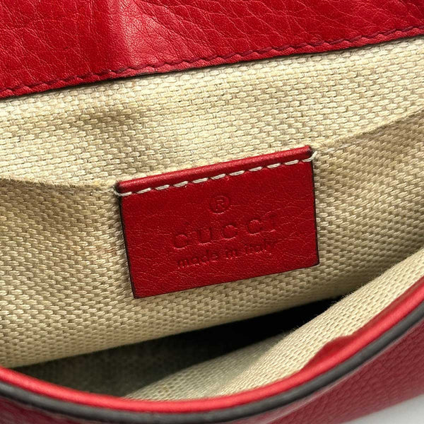 Gucci Pebbled Calfskin Small Soho Flap Crossbody Bag - Red