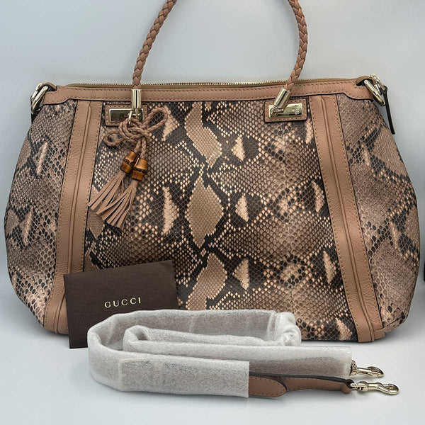 Gucci Snakeskin Python Bella Bag - Tote