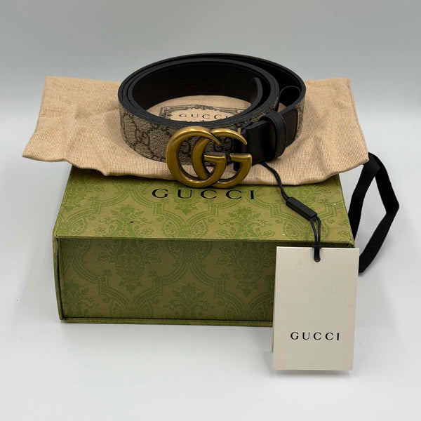 Gucci Reversible Supreme Canvas Belt with Gold Hardware 110/44