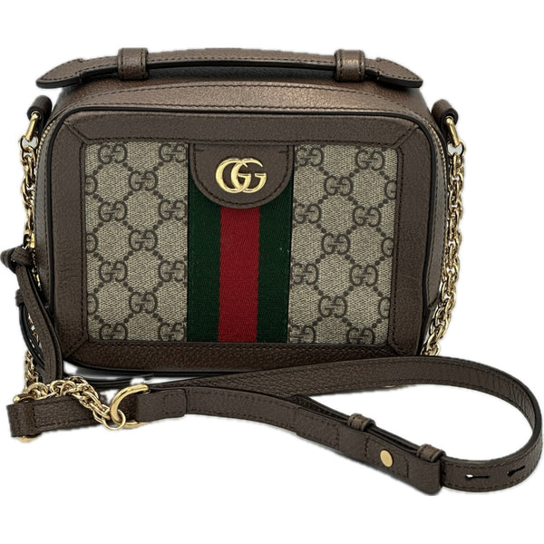 Gucci Supreme Monogram Mini Ophidia Top Handle Shoulder Bag