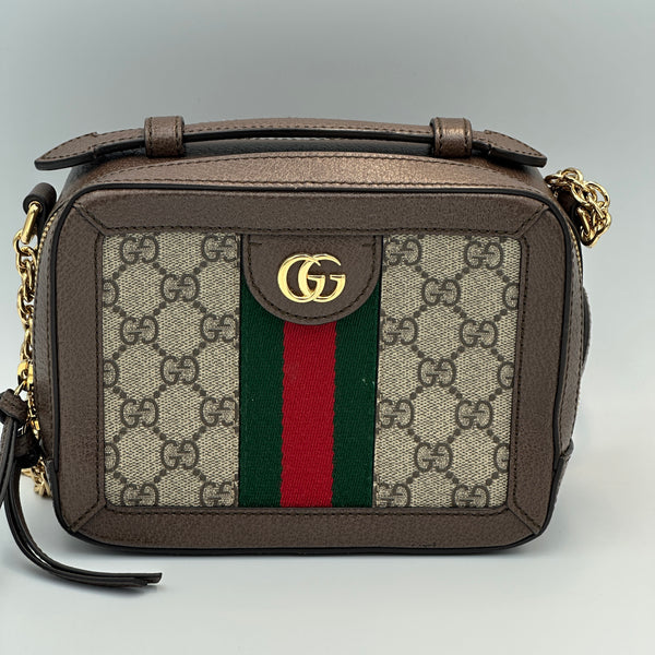 Gucci Supreme Monogram Mini Ophidia Top Handle Shoulder Bag