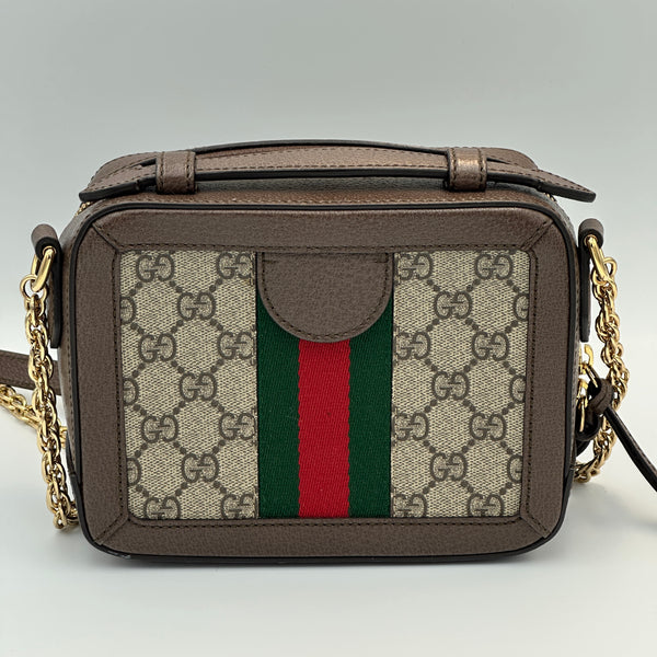 Gucci Supreme Monogram Mini Ophidia Top Handle Shoulder Bag