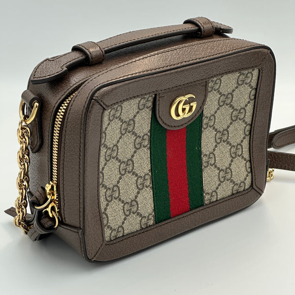 Gucci Supreme Monogram Mini Ophidia Top Handle Shoulder Bag