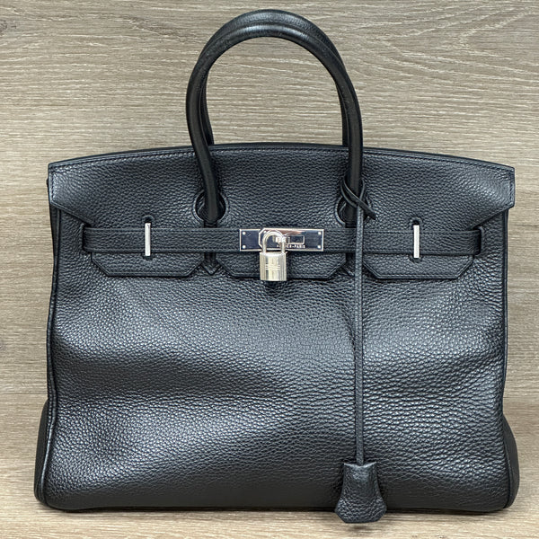 Hermes Birkin 35 Noir - Clemence Leather - Palladium Hardware