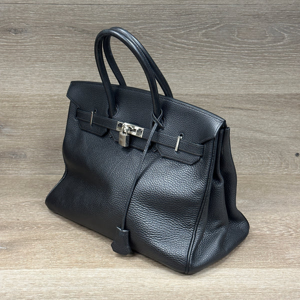 Hermes Birkin 35 Noir - Clemence Leather - Palladium Hardware