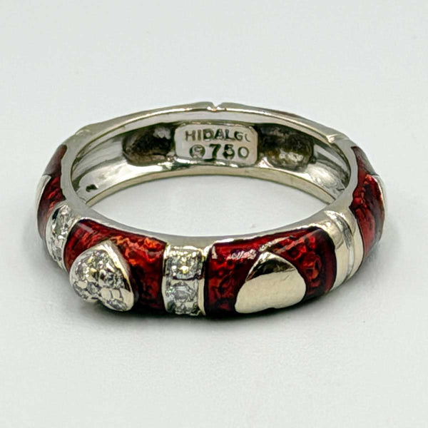 Hidalgo 18k White Gold Heart and Red Enamel Ring 5mm