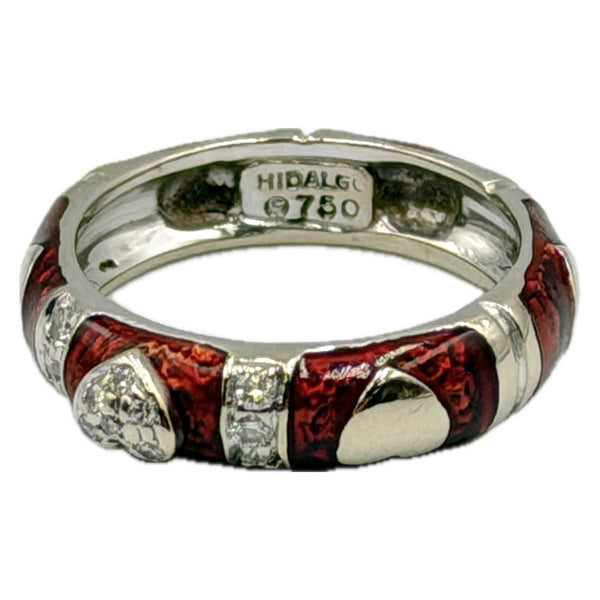 Hidalgo 18k White Gold Heart and Red Enamel Ring 5mm