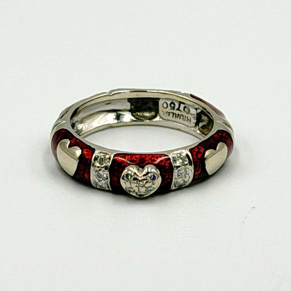 Hidalgo 18k White Gold Heart and Red Enamel Ring 5mm