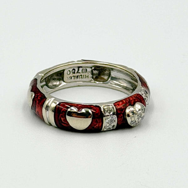 Hidalgo 18k White Gold Heart and Red Enamel Ring 5mm