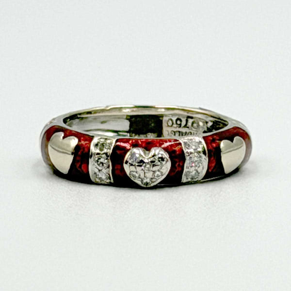 Hidalgo 18k White Gold Heart and Red Enamel Ring 5mm