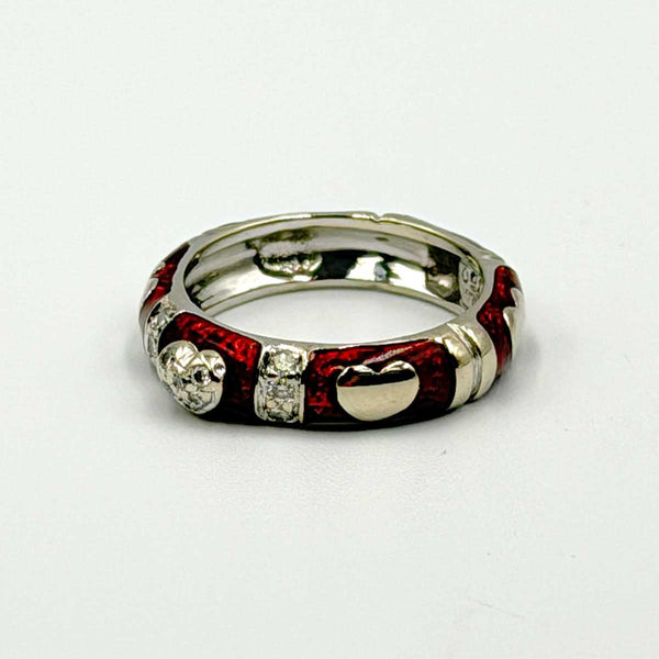 Hidalgo 18k White Gold Heart and Red Enamel Ring 5mm