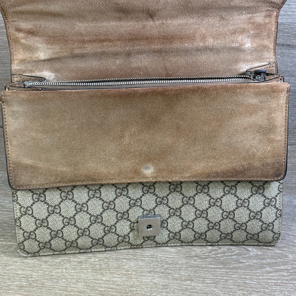 Gucci GG Supreme Monogram Medium Dionysus Shoulder Bag Taupe