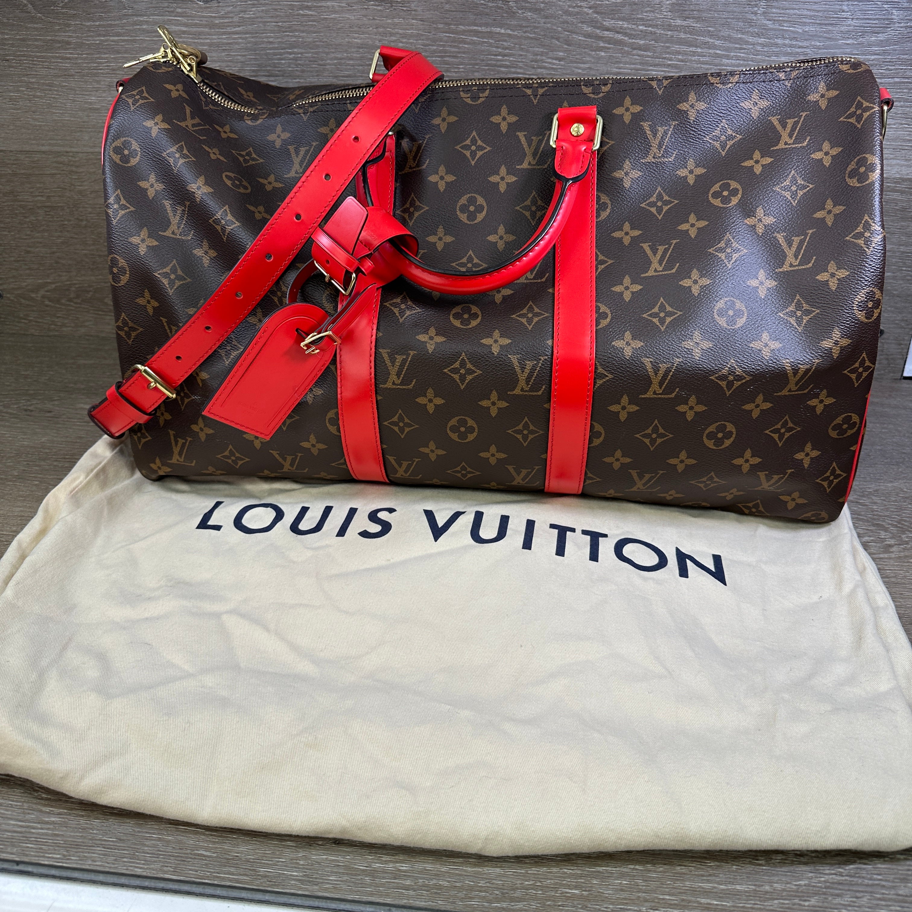 Louis Vuitton Keepall Bandouliere 50 Metallic Silver Monogram Weekend  Travel Bag