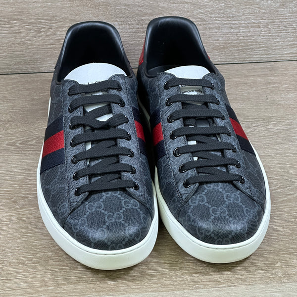 Gucci Ace GG Supreme Canvas - Black - Size 10