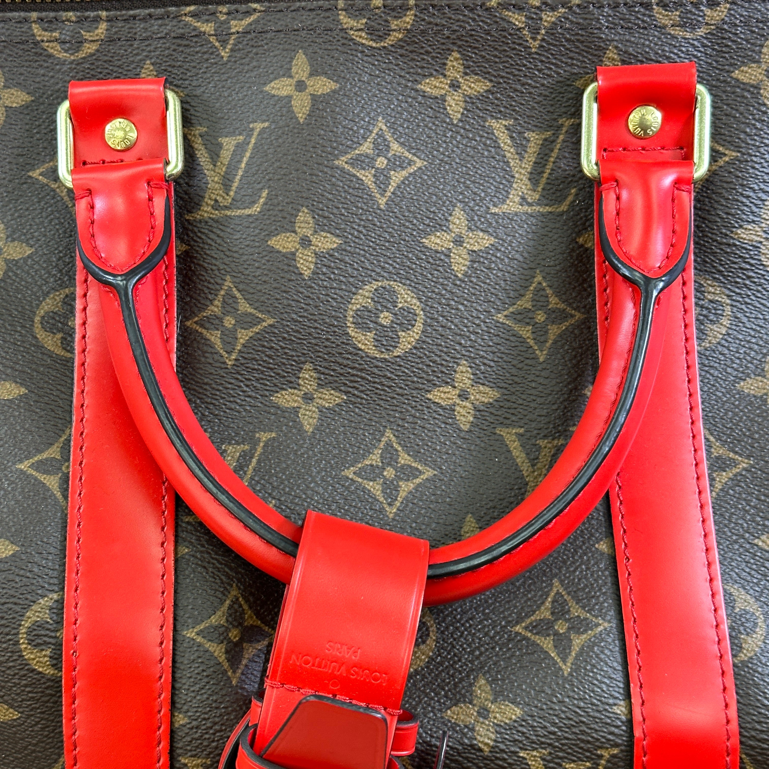 Louis Vuitton Keepall 50 Monogram Canvas Travel Bag Red