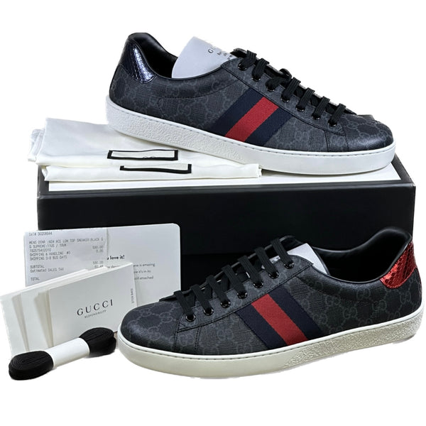 Gucci Ace GG Supreme Canvas - Black - Size 10