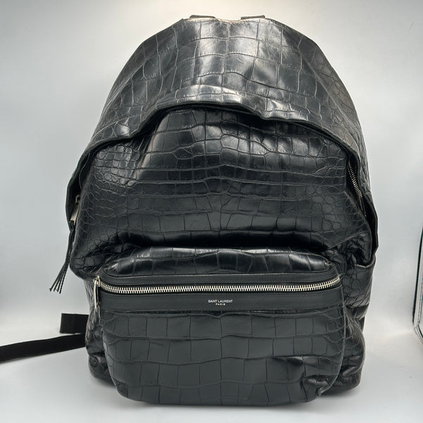 Saint Laurent City Backpack in CROCODILE-EMBOSSED Leather