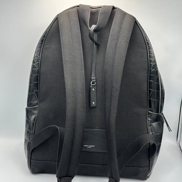 Saint Laurent City Backpack in CROCODILE-EMBOSSED Leather
