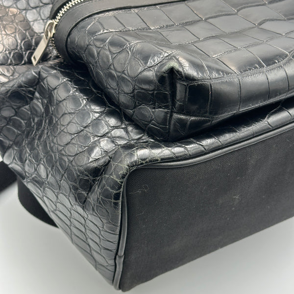 Saint Laurent City Backpack in CROCODILE-EMBOSSED Leather