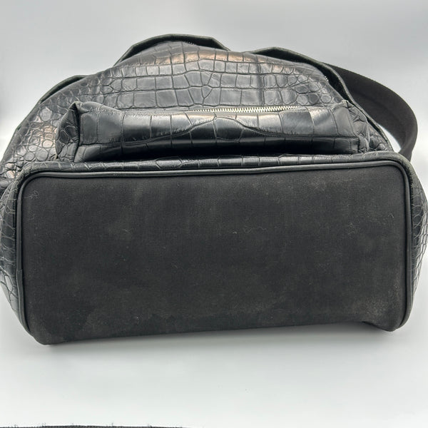 Saint Laurent City Backpack in CROCODILE-EMBOSSED Leather