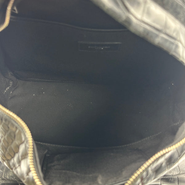 Saint Laurent City Backpack in CROCODILE-EMBOSSED Leather