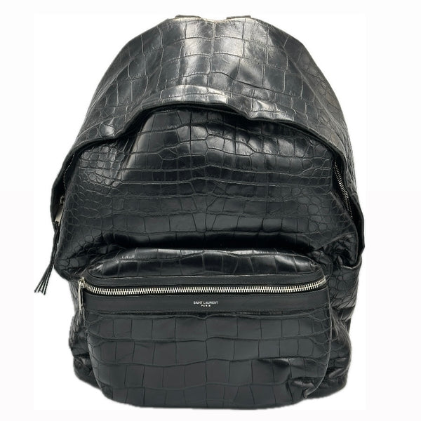 Saint Laurent City Backpack in CROCODILE-EMBOSSED Leather