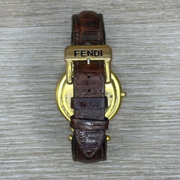 Fendi 900G Watch - Gold Dial, Brown Band