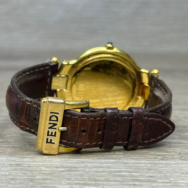 Fendi 900G Watch - Gold Dial, Brown Band