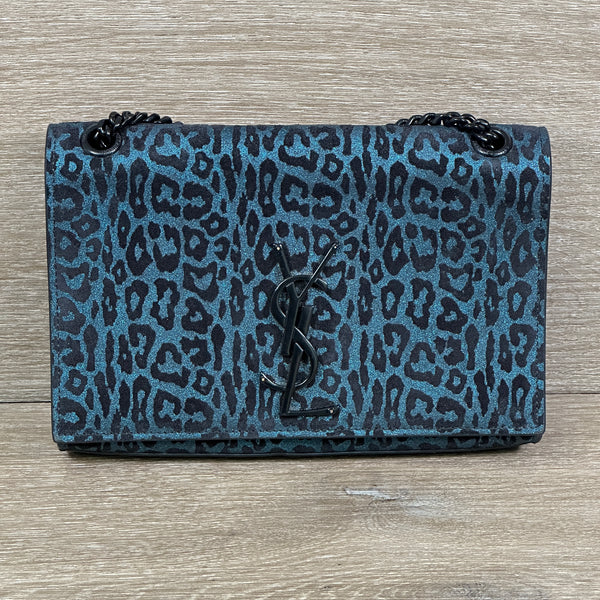 Saint Laurent Kate Monogram Small - Blue Leopard Print - Chicago Pawners & Jewelers