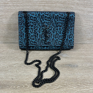 Saint Laurent Kate Monogram Small - Blue Leopard Print - Chicago Pawners & Jewelers
