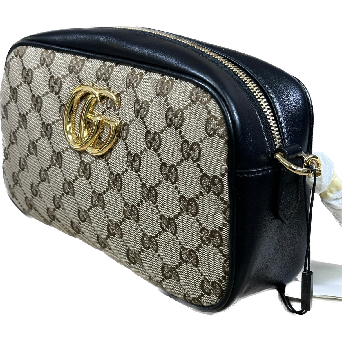 Gucci Black GG Canvas and Leather Crossbody Bag Gucci