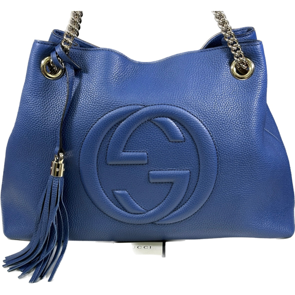 Gucci Soho Blue Caspian Gold Double Chain - Leather Bag – Chicago Pawners & Jewelers