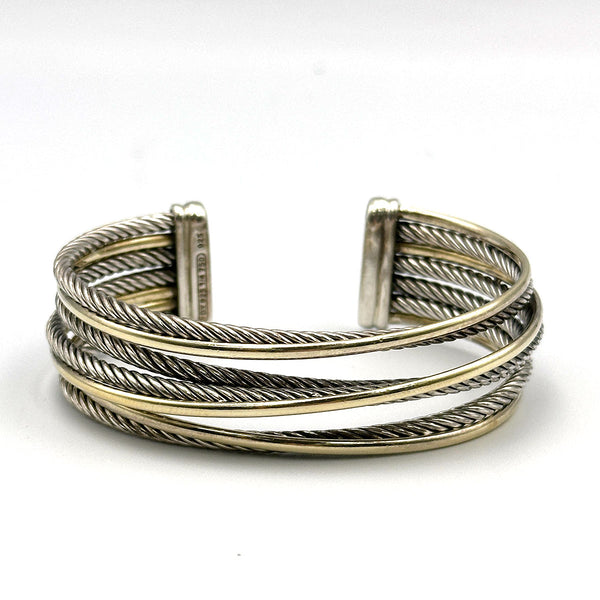 David Yurman Wide Cuff Crossover Bracelet - Two Tone