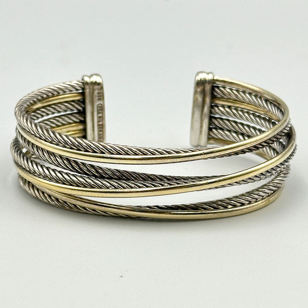 David Yurman Wide Cuff Crossover Bracelet - Two Tone