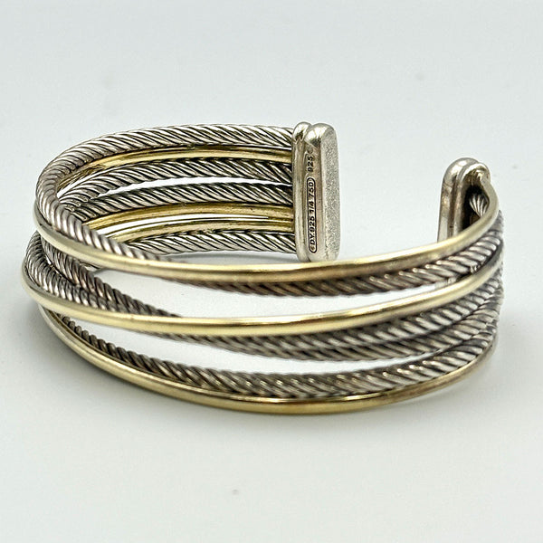 David Yurman Wide Cuff Crossover Bracelet - Two Tone