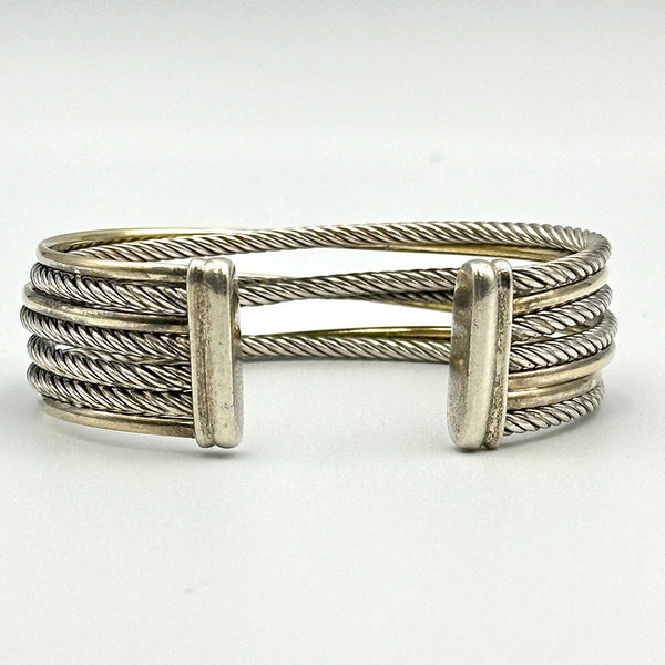 David Yurman Wide Cuff Crossover Bracelet - Two Tone