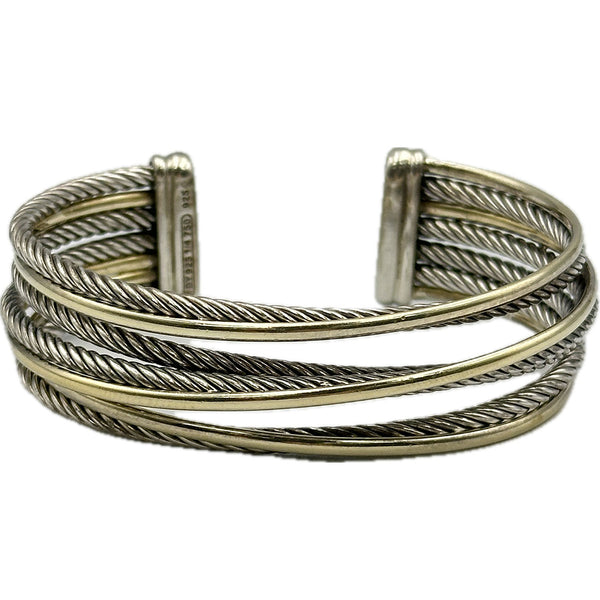 David Yurman Wide Cuff Crossover Bracelet - Two Tone